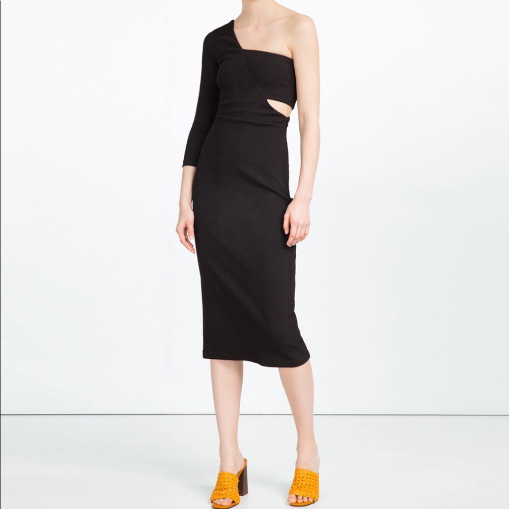 Zara size Small midi Asymmetric ribbed dress $75